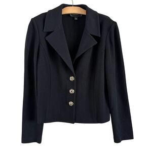 St. John Boutiques Blazer Jacket Wool Knit with Gold Buttons Size 10